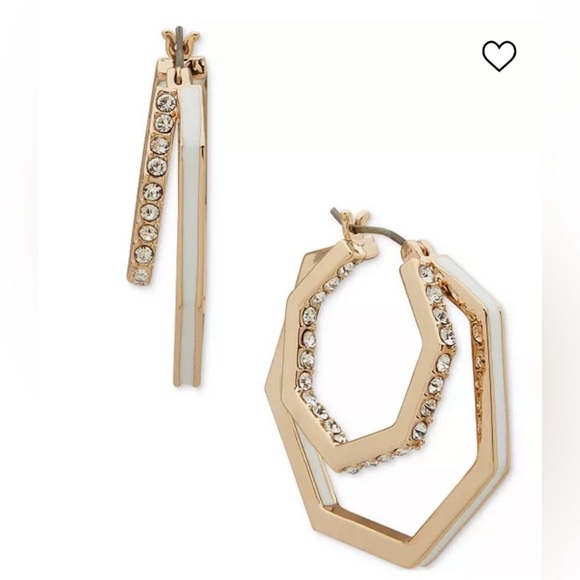 Karl Lagerfeld Jewelry - Karl Lagerfeld Gold and Silver Geometric Hoop Earrings